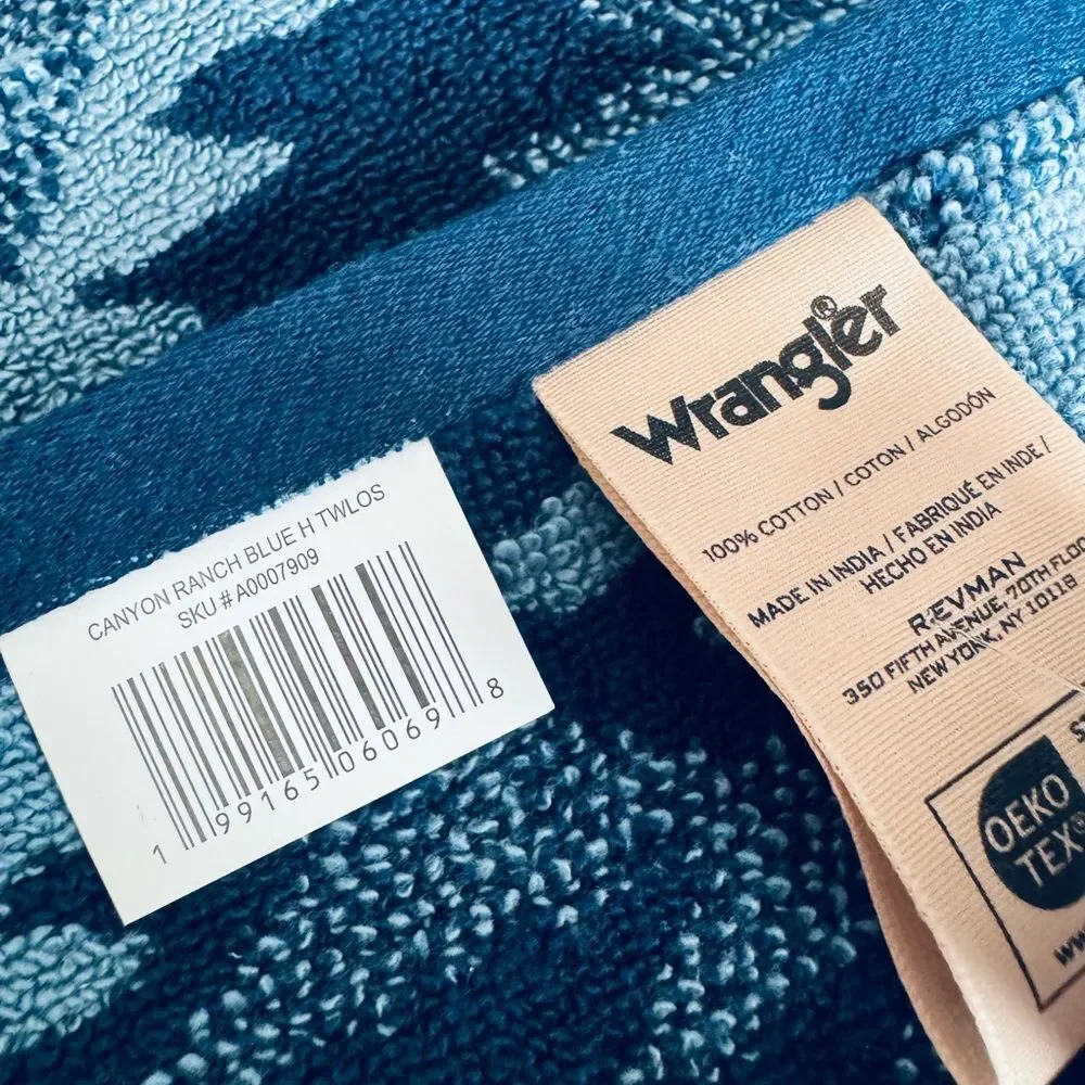 Wrangler Blue Western Aztec Canyon Ranch Stripe Hand Towel